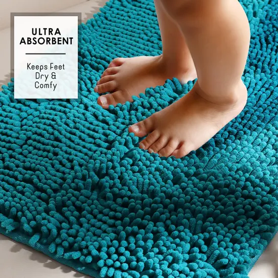 Hearth & Harbor Chenille Bath Mat Teal {4}