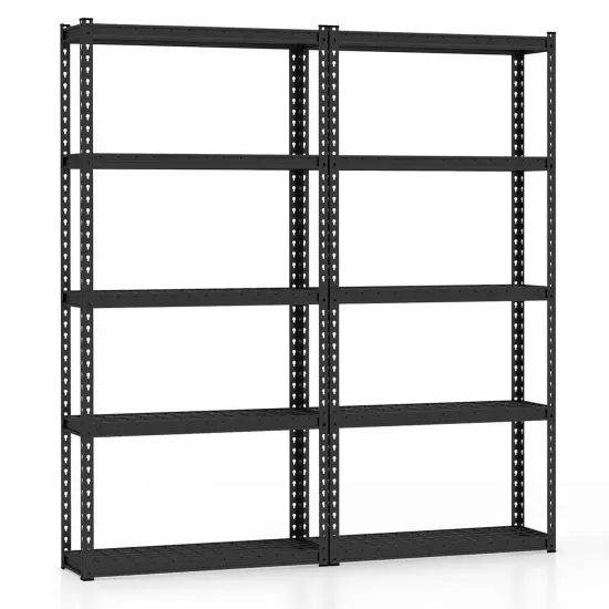 Costway 1/2/3/4 PCS 5-Tier Heavy Duty Storage Shelf Storage Utility Rack Shelf with Anti-tipping Device Black {2}