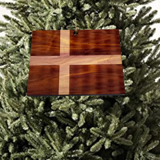Denmark Flag - Cedar Ornament {2}