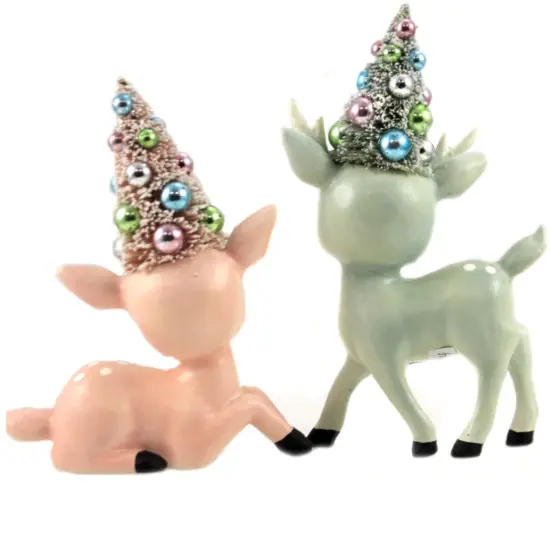 Pastel Reindeer With Trees - Set of 2 {2}