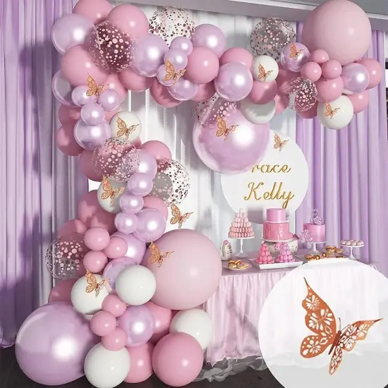 Pink Wedding Party Balloons Garland Birthday Butterfly Decor Balloons Arch Kit {2}