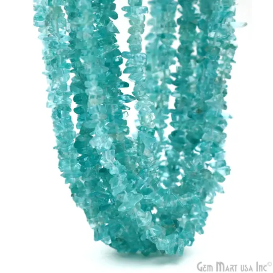 Apatite Chip Beads, 34 Inch, Natural Chip Strands, Drilled Strung Nugget Beads, 3-7mm, Polished, GemMartUSA (CHAP-70001) {1}