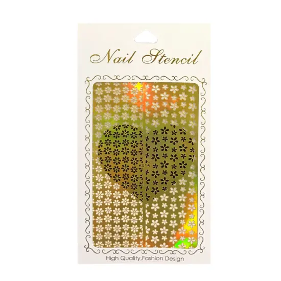 Wrapables Gold Nail Art Guide Large Nail Stencil Sheet - Daisy {1}