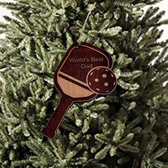 Worlds Best Dad Pickleball - Cedar Ornament {1}
