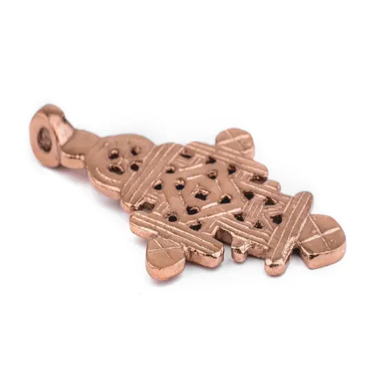 Copper Coptic Cross Pendant (68x40mm): Authentic Ethiopian East African Design for Jewelry & Necklace Making {3}