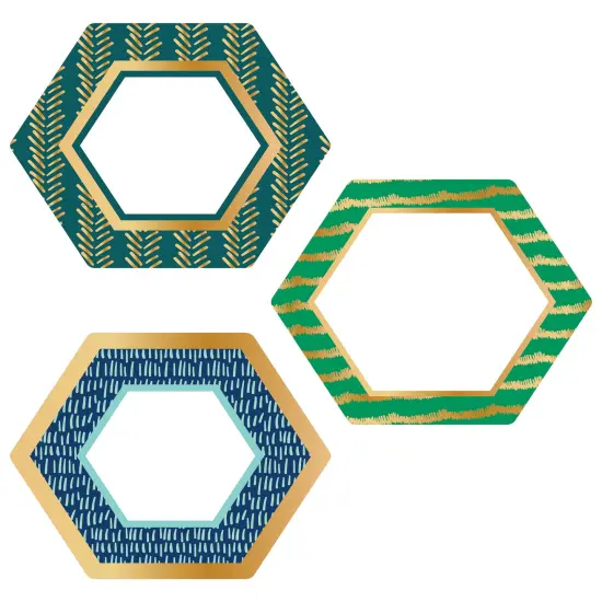 Carson Dellosa &ndash; One World, Hexagons with Gold Foil Colorful Cut-Outs, Classroom D&eacute;cor, 36 Pieces {1}