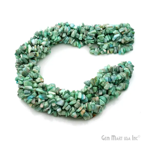 Amazonite Chip Beads, 34 Inch, Natural Chip Strands, Drilled Strung Nugget Beads, 7-10mm, Polished, GemMartUSA (CHAZ-70004) {4}