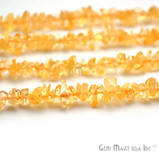 Citrine Chip Beads, 34 Inch, Natural Chip Strands, Drilled Strung Nugget Beads, 3-7mm, Polished, GemMartUSA (CHCI-70001) {4}