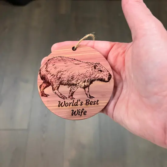Worlds Best Wife Capybara - Cedar Ornament {4}