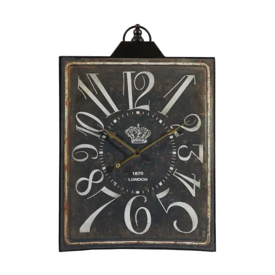 Large Vintage Black Rectangular Wall Clock with White Numerals, Home Decor Accent Clock {2}