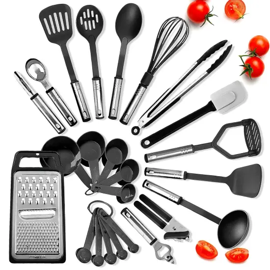 Black-Cooking Utensil Set 24 Piece Stainless Steel Heat Resistant Kitchen Gadget Tools {1}