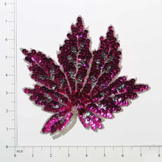 Maple Leaf Sequin Applique/Patch - SM302-8-1 {1}