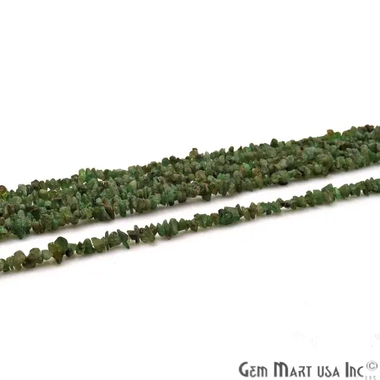 Tsavorite Chip Beads, 34 Inch, Natural Chip Strands, Drilled Strung Nugget Beads, 3-7mm, Polished, GemMartUSA (CHSV-70001) {4}