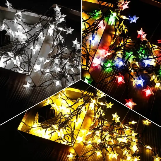 2Pcs Solar Powered String Lights 39.3FT 100LED Beads Fairy Star Lights Multicolor {7}