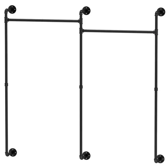 Modern Metal Pipe Clothing Hanging Rods Wall Mounted Garment Rack Display Stands {1}