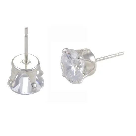 JewelrySupply Sterling Silver Snap & Set Earrings 4mm Round 4 Prong (1 Pair of Sterling Silver Earrings) {3}