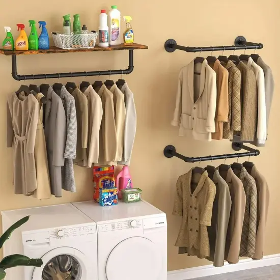 Durable Thick Metal Pipe Clothes Rack Closet Garment Hanging Bar {4}