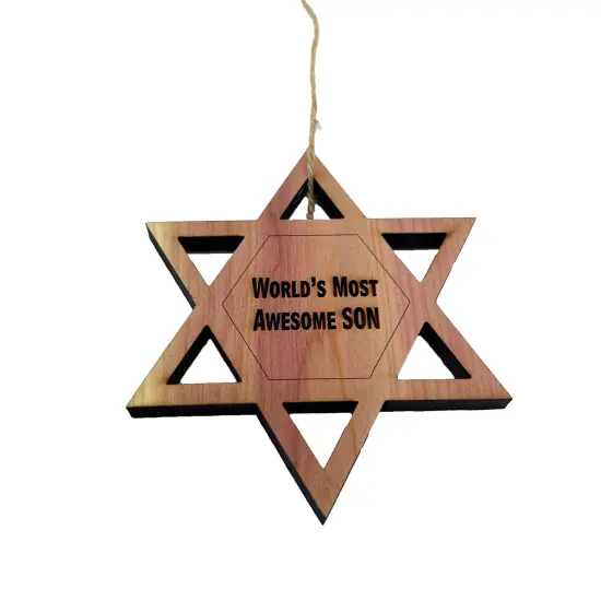 Worlds most awesome Son Star of David - Cedar Ornament {1}