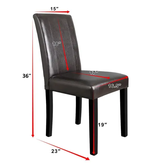 Dining Parson Chair Set of 2 Armless Kitchen Room Brown Leather Backrest Elegant {2}