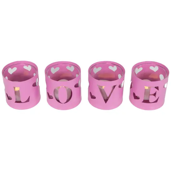 Northlight Love Valentine's Day Metal Votive Candle Holders - 2.75" - Set of 4 Pink {6}