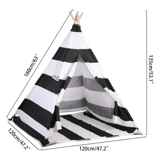 Black & white Tent Indian Teepee Playhouse Foldable Kids Play Tent {2}
