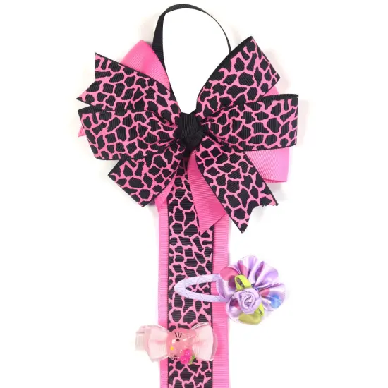 Wrapables Hair Clip and Hair Bow Holder, Hot Pink Leopard {2}