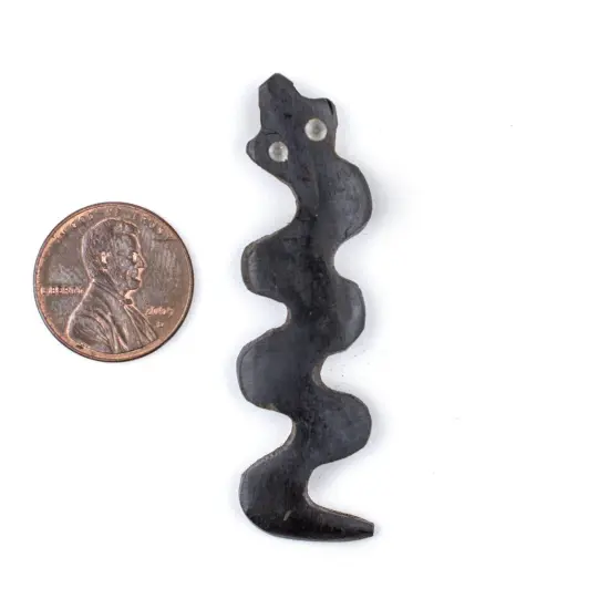 The Bead Chest Slithering Snake Batik Bone Animal Pendant 17mm Kenya African Black Large Hole Handmade {2}