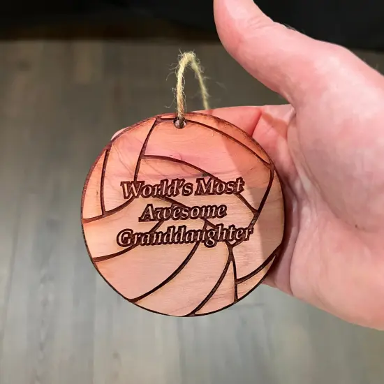Volleyball Worlds most awesome Granddaughter - Cedar Ornament {4}