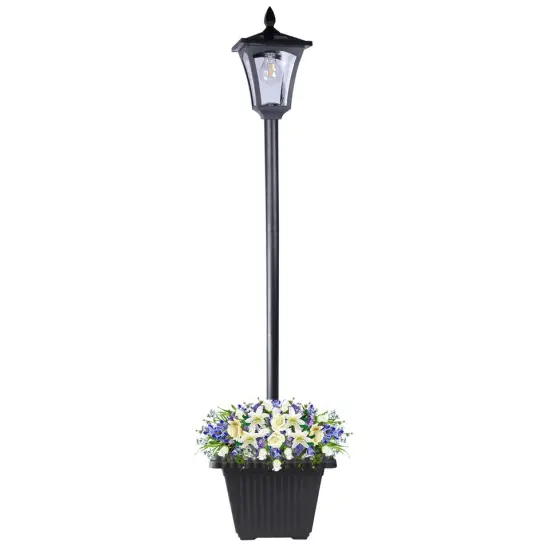 63" Outdoor Solar Lamp Post Light w/ Planter Waterproof Solar Post Street Lamp {1}