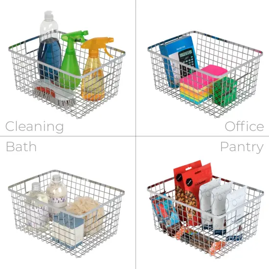 Smart Design Nestable Basket Organizer with Handles - Steel - 9 x 12 x 6 - Chrome- Set of 4 {5}