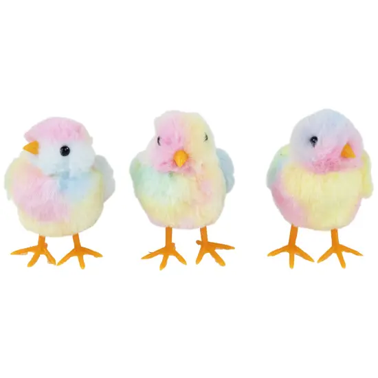 Northlight Plush Tie Dye Easter Chick Figurines - 4.25" - Set of 3 Multi {1}