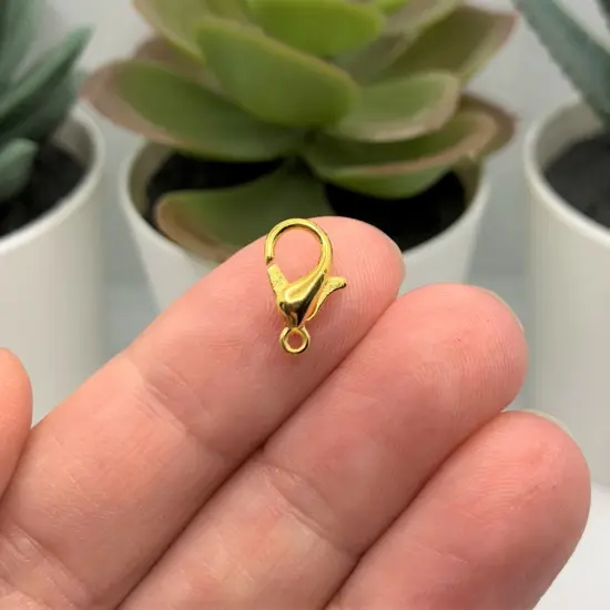 100 or 500 Pieces: 7 x 12 mm Gold Plated Lobster Claw Clasps {2}