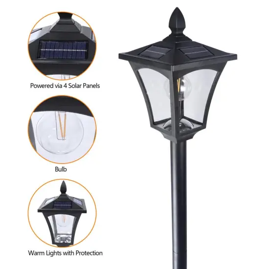 63" Outdoor Solar Lamp Post Light w/ Planter Waterproof Solar Post Street Lamp {3}