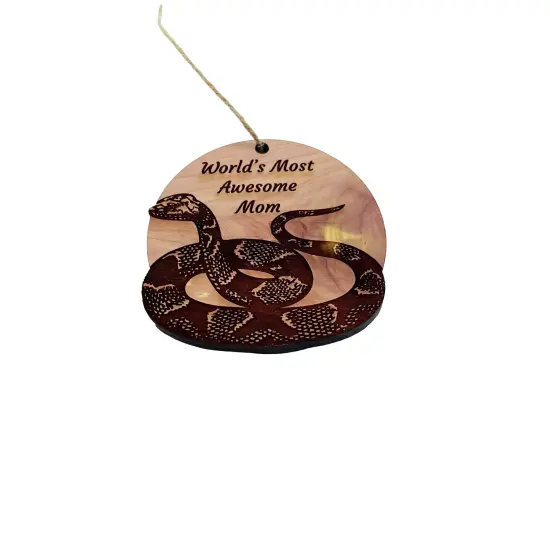Worlds Most Awesome Mom Snake - Cedar Ornament {3}