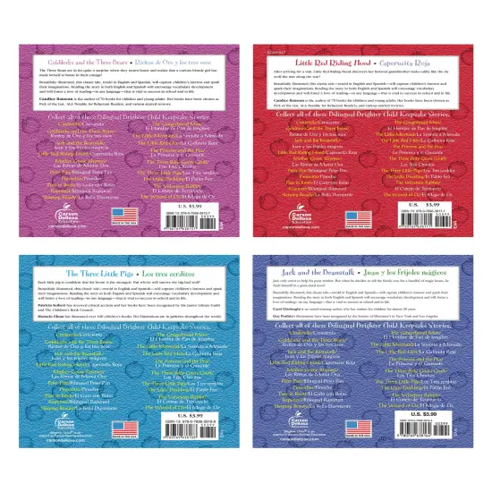 Carson Dellosa Keepsake Stories Classic Children's Fairy Tales in Spanish and English Book Set, The Three Little Pigs, Little Red Riding Hood, Goldilocks, Jack & the Beanstalk Bilingual Books for Kids {2}