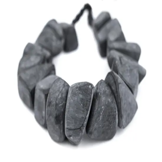 The Bead Chest Moroccan Charcoal Resin Chunk Beads 24mm Morocco African Black Unusual Large Hole 18 Inch Strand Handmade {3}