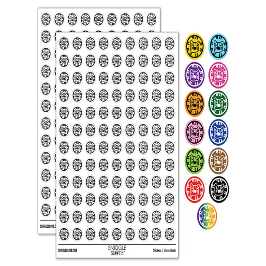 Lion Face Doodle 200+ 0.50" Round Stickers Black {1}
