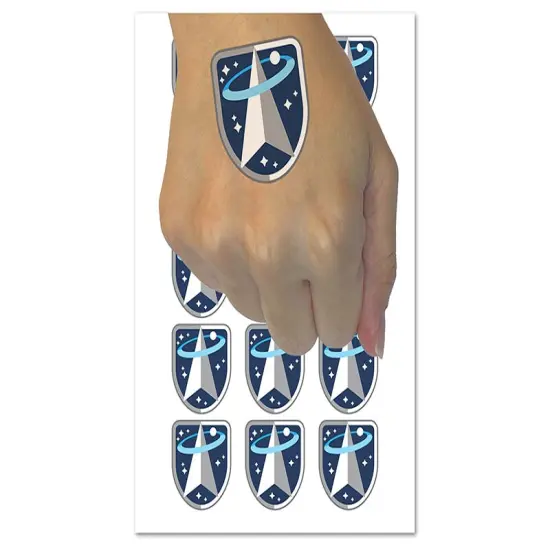 Science Fiction Space Force Orbit Logo Temporary Tattoo Water Resistant Fake Body Art Set Collection (1 Sheet) {1}