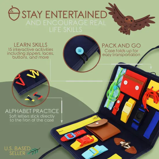 Acorn Baby Busy Activity Board - Educational Travel Activity Sensory Board Toy {3}