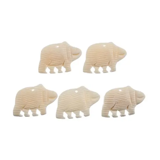 John Bead 1.25" Walking Bear Natural Bone Pendants White {1}