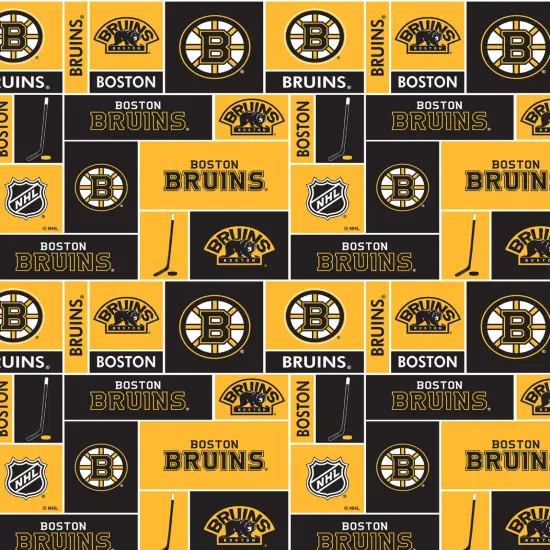 Sykel Enterprises NHL Team Cotton Fabric-Boston Bruins Box Design Cotton Quilting Fabric {1}