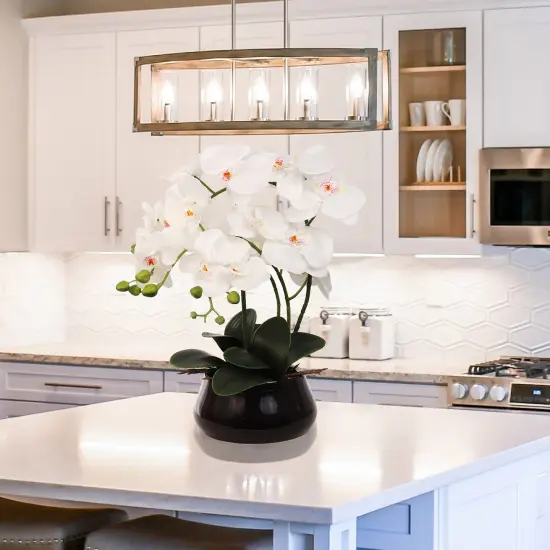 15-Inch Phalaenopsis Orchid - Elegant White Blooms, Home Decor, Perfect for Tabletops & Gifts - All-Season Elegance, Floral Home by Artificial Flowers {5}