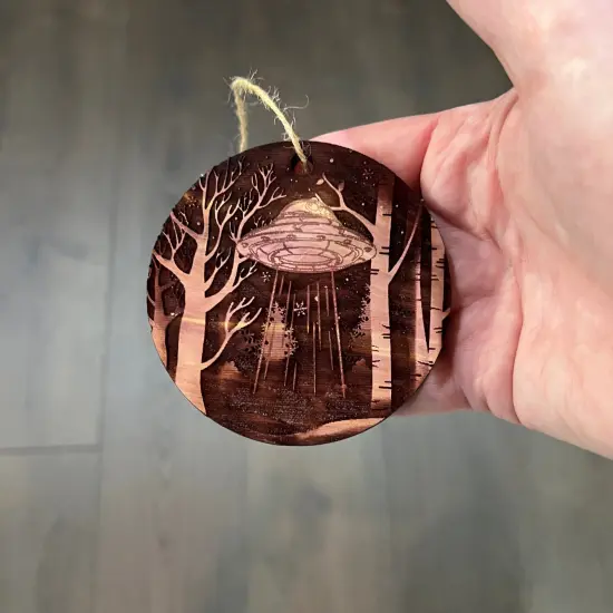 Winter UFO - Cedar ornament {4}