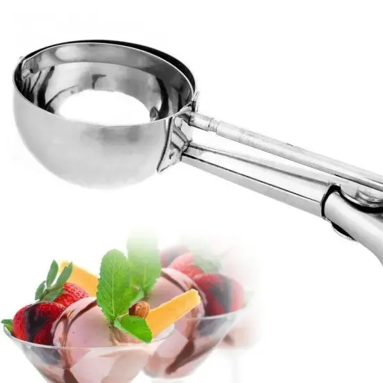 4cm Stainless Steel Ice Cream Mashed Potato Cookie Scoop Spoon Spring Handle {3}