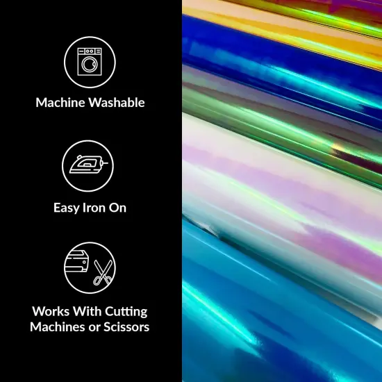 Holographic Permanent Vinyl HTV 6 Premium Permanent Vinyl Holographic Sheets Heat Transfer Holographic HTV Craft Foil Iridescent Opal Vinyl Sheets Without Roll in Gold Silver Chrome and Blue {2}