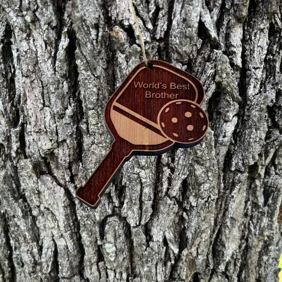 Worlds Best Brother Pickleball - Cedar Ornament {3}