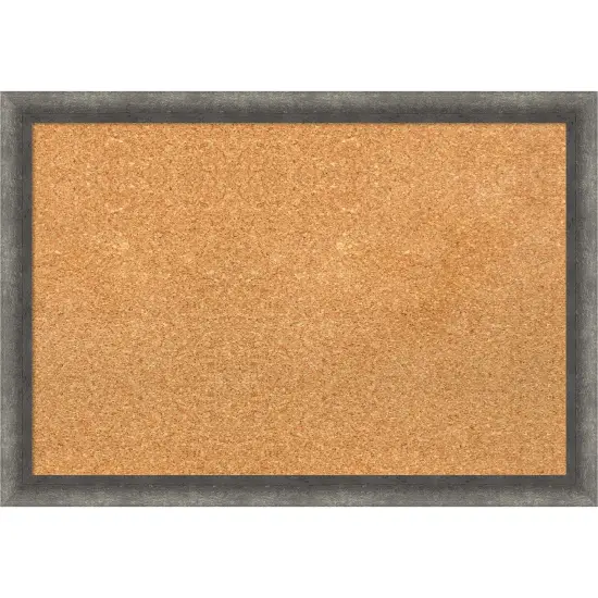 Burnished Concrete Narrow Wood Framed Corkboard, Natural Cork {1}