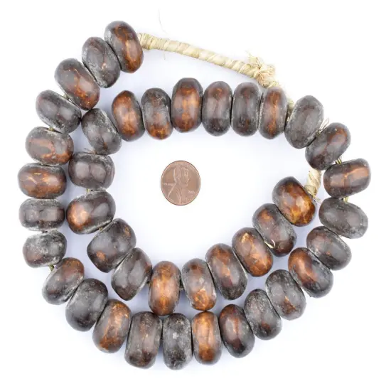 The Bead Chest Matte Kenya Brown Bone Beads Large 23mm African Round Large Hole 27 Inch Strand Handmade {2}