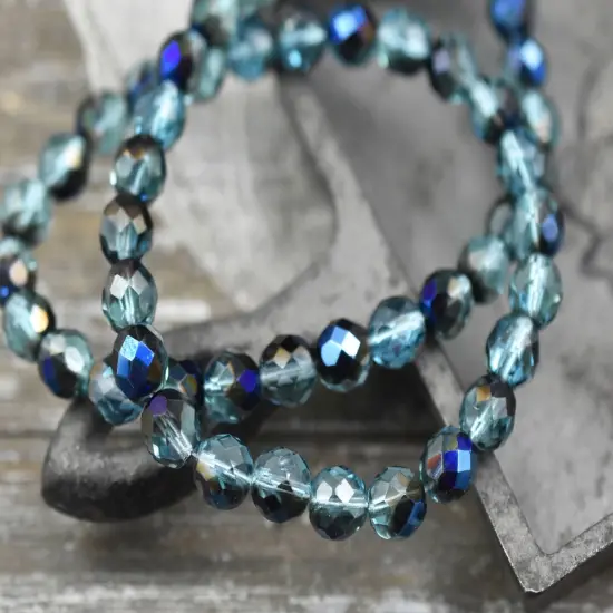 Aquamarine Azuro Fire Polished Round Beads - 6mm, 8mm or 10mm {3}