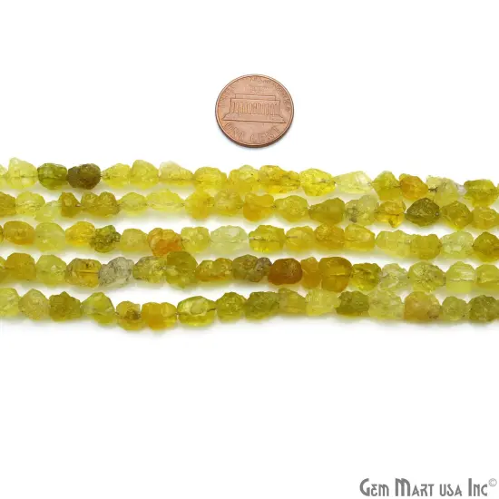 Lemon Topaz Rough Nugget Chunks, Natural Gemstone Beads, Drilled Raw Strands, 7x5mm (Approx), 8 inch, GemMartUSA (DRLT-70052) {2}